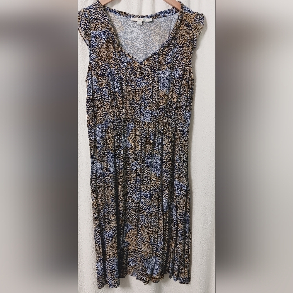 Boden Elegant Sleeveless Multicolor Patterned Dress With Zipper On Side Size 10